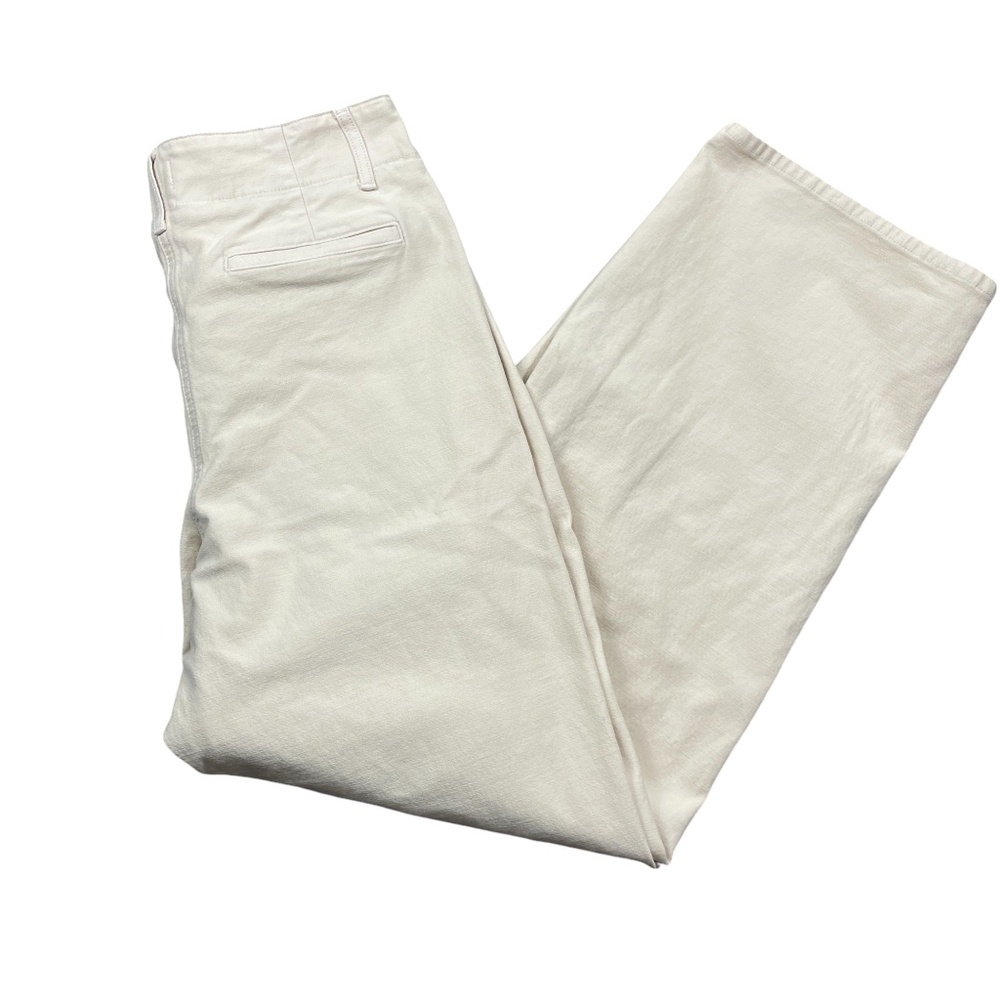 Wilfred Free 10 Beige Cotton Blend Wide Leg Straight Ladies Pants Pockets Zipper